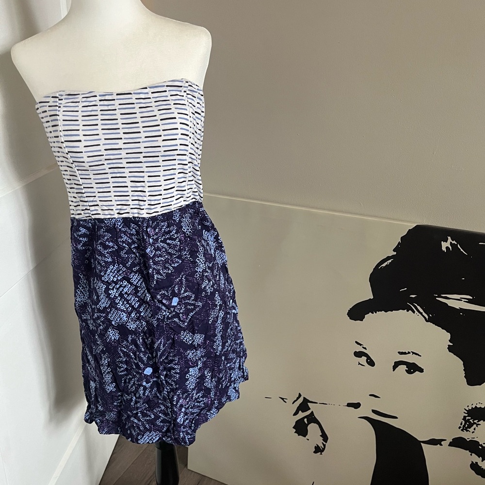 Roxy Blue and White Patterned Dress
